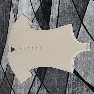 RUE 21 RIBBED HALF-SNAP KHAKI COLOR BODYSUIT